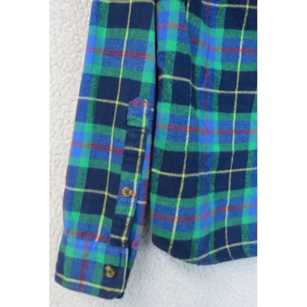 Mens Abercrombie & Fitch Flannel Shirt Blue Plaid Button‎ Front S Cotton Muscle